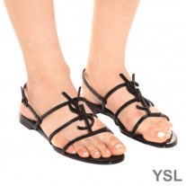 Saint Laurent Cassandra Open Sandals In Patent Leather Black