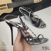 Saint Laurent Cassandra Sandals In Python Leather Black