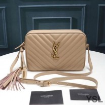 Saint Laurent Lou Camera Bag In Matelasse Leather Apricot/Gold