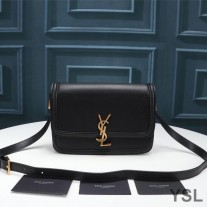 Saint Laurent Medium Solferino Satchel In Box Leather Black/Gold