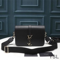 Saint Laurent Medium Universite Bag In Textured Leather Black/Gold