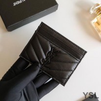 Saint Laurent Monogram Card Case In Matelasse Lambskin Black