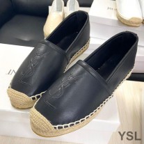 Saint Laurent Monogram Espadrilles In Lambskin Black