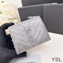 Saint Laurent Small Cassandra Bifold Wallet In Crinkled Matelasse Leather Grey