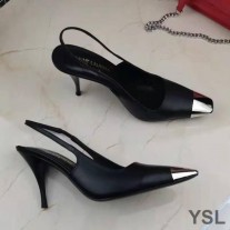 Saint Laurent Vesper Slingback Pumps In Leather Black