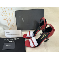 Saint Laurent Opyum Sandals Calf Leather Matte Red