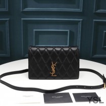 Saint Laurent Angie Chain Bag In Diamond-Quilted Lambskin Black/Gold