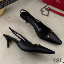 Saint Laurent Blade Slingback Pumps In Smooth Leather Black