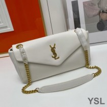 Saint Laurent Calypso Bag In Plunged Lambskin White/Gold