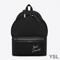 Saint Laurent City Backpack In Logo Signature Canvas Black