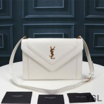 Saint Laurent Gaby Satchel In Quilted Lambskin White