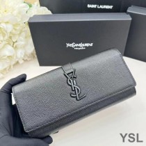 Saint Laurent Large Line Bifold Wallet In Grained Leather Black