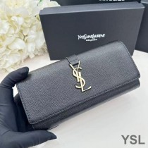 Saint Laurent Large Line Bifold Wallet In Grained Leather Black/Gold