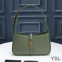 Saint Laurent Le 5 A 7 Hobo Bag In Smooth Leather Green/Gold