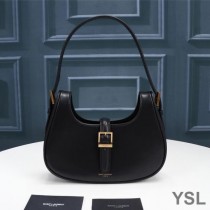 Saint Laurent Le Fermoir Hobo Bag In Shiny Leather Black