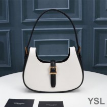 Saint Laurent Le Fermoir Hobo Bag In Shiny Leather White