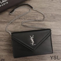 Saint Laurent Le Sept Chain Bag In Leather Black/Silver