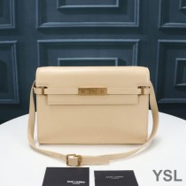 Saint Laurent Manhattan Shoulder Bag In Smooth Leather Apricot/Gold