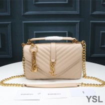 Saint Laurent Medium Classic College Chain Bag In Matelasse Leather Apricot/Gold