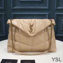 Saint Laurent Medium Loulou Puffer Bag In Quilted Lambskin Apricot/Gold