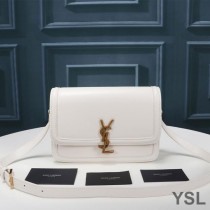 Saint Laurent Medium Solferino Satchel In Box Leather White/Gold