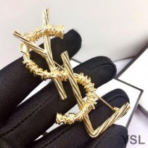 Saint Laurent Opyum Brooch In Rope Metal Gold