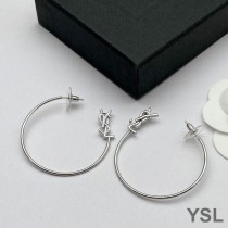 Saint Laurent Opyum Hoop Earrings In Metal Silver