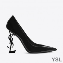 Saint Laurent Opyum Pumps In Patent Leather with Black Heel Black