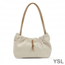 Saint Laurent Pac Pac Ruched Hobo Bag In Smooth Leather White