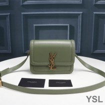 Saint Laurent Small Solferino Satchel In Box Leather Green/Gold