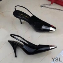 Saint Laurent Vesper Slingback Pumps In Patent Leather Black