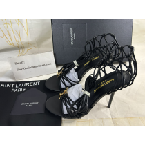 Saint Laurent Babylone Embellished Knotted 90mm Leather Sandals Black