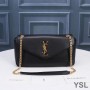 Saint Laurent Calypso Bag In Plunged Lambskin Black/Gold