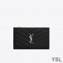 Saint Laurent Fragments Zipped Bifold Wallet In Grained Matelasse Leather Black/Silver