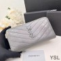 Saint Laurent Large Cassandra Zip Around Wallet In Crinkled Matelasse Leather Grey