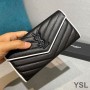 Saint Laurent Large Monogram Flap Wallet In Grained Matelasse Leather Black/White