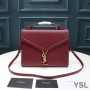 Saint Laurent Medium Cassandra Top Handle Bag In Grained Leather Burgundy/Gold