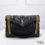 Saint Laurent Medium Loulou Puffer Bag In Quilted Lambskin Black/Gold