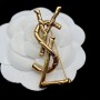 Saint Laurent Opyum Brooch In Vintage Metal Gold