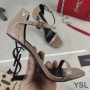 Saint Laurent Opyum Sandals In Patent Leather with Black Heel Apricot