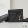 Saint Laurent Tiny Monogram East/West Wallet In Crocodile Embossed Leather Black/Gold