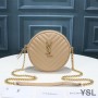 Saint Laurent Vinyle Round Camera Bag In Grained Matelasse Leather Apricot/Gold