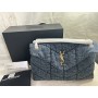 Saint Laurent Medium Loulou Puffer Bag In Denim Blue/Gold